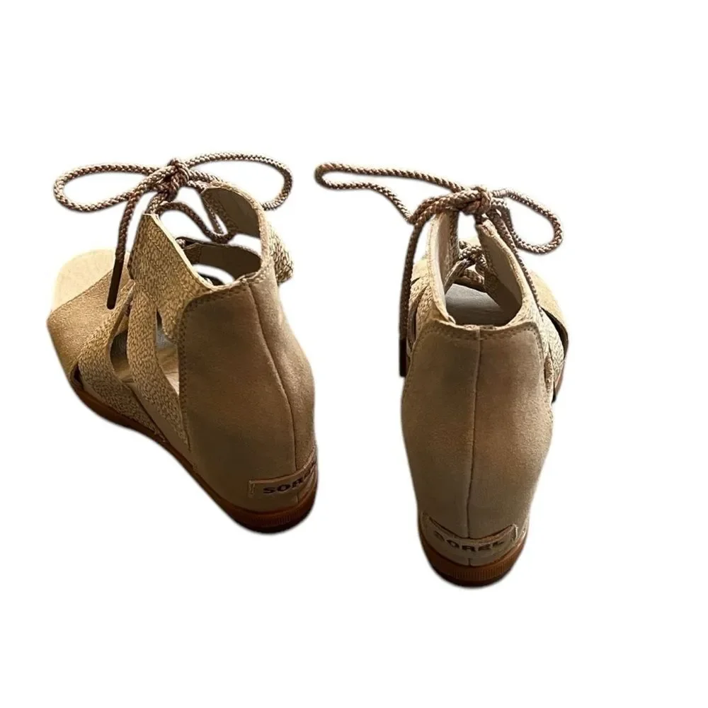 Tan Lace-Up Sandals - Sorel - Size 9.5